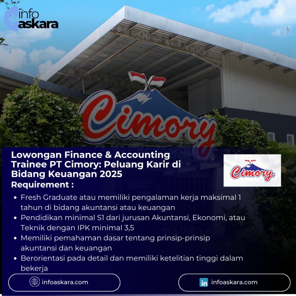 Lowongan Finance & Accounting Trainee PT Cimory Peluang Karir di Bidang Keuangan 2025