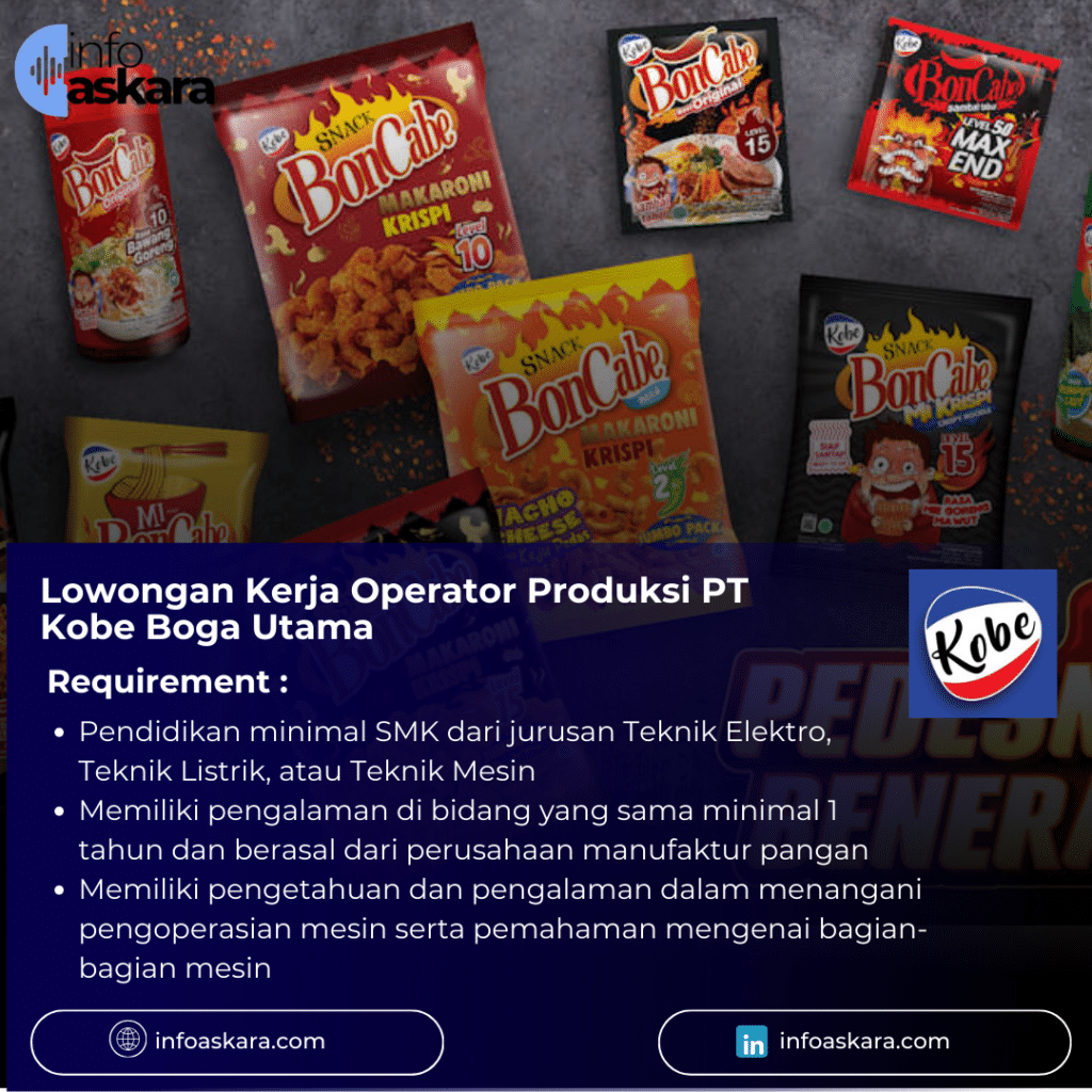 Lowongan Kerja Operator Produksi PT Kobe Boga Utama